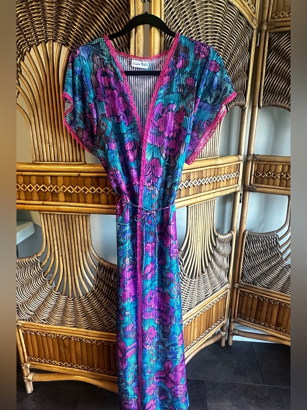 Vintage Boho Floral Maxi Cover-Up | Sheer Lace Trim | Claudia Phillips